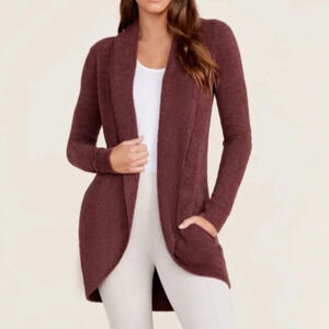 Barefoot Dreams CozyChic Lite Circle Open Cardigan Rosewood Red Size XS/S